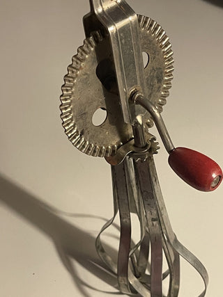 11.5" A&J Vtg Wood Handle Mixer, Red--SP RCD