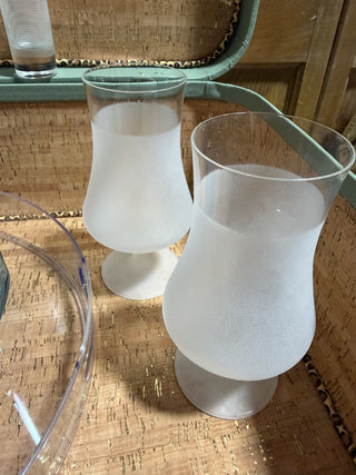 Set of 2 frosty etched tropical drink glasses RCD|122903