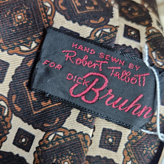 Men's - Vintage Robert Talbot - Brown + Tan Geometric Necktie (BRI) - MTS|143067