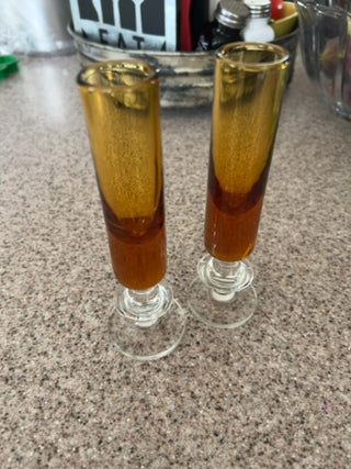 (Set of 2) VTG  MCM barware blown glass shot glasses