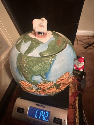 RARE Vintage OCI  Fitz and Floyd "Santa Around the World "Globe Cookie Jar #62 VV MTS|141847