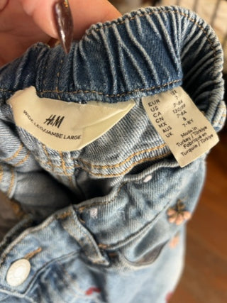 Girls Size 7 the H&M Wide Leg Jeans with Embroidery