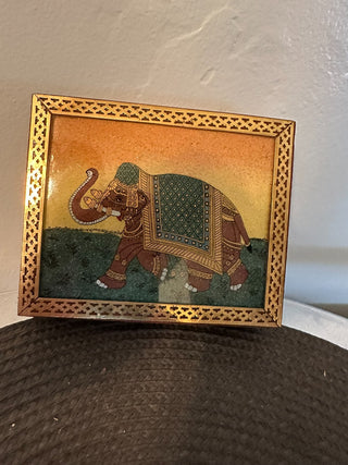 Elephant Laminate Wood Box Brass Trim MTS|63783