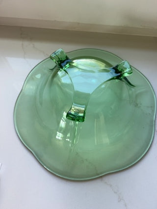 Fostoria Green Footed bowl Depression Glass 11.5" dia. 3 Toed #2394 1930's