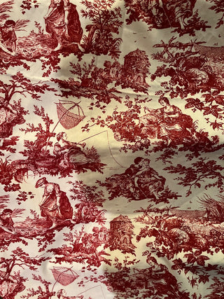 LOVELY RED & CREAM HEAVY-WEIGHT TOILE TABLECLOTH 54" SQUARE (KJS) RCD|52013