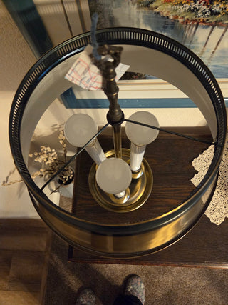 French Brass Bouillotte Tole Table Lamp, 70's, RCD