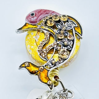 Yellow Dolphin Badge Holder on a Belt Clip|76219