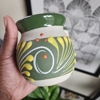 Green & Yellow Jarrito/Mexican clay mug (BRI) - MTS|108128