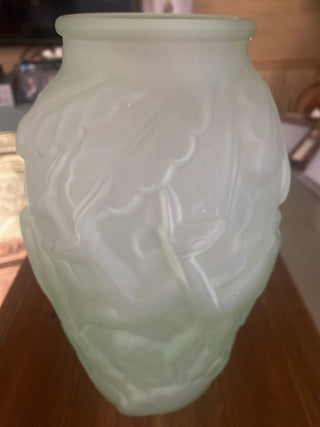 1930’s  10” Gazelle Uranium Glass Vase by phoenix glass co rcd|106270