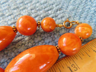 Large orange beaded necklace RCD