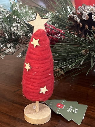 Mini 5” Red Yarn Tree Wood Base and Stars RSV|132954