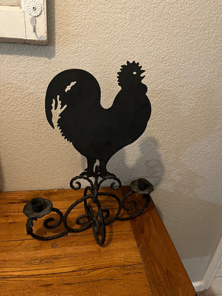 Black Rooster Candle Holder RCD