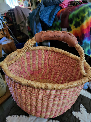 Small Bolga Basket with Leather Handle