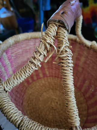 Small Bolga Basket with Leather Handle