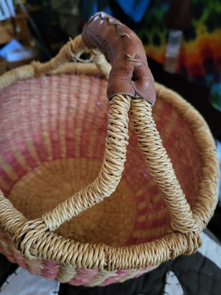 Small Bolga Basket with Leather Handle