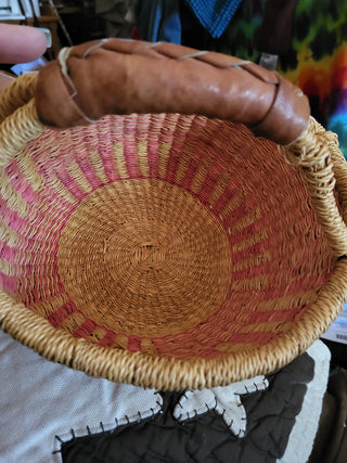 Small Bolga Basket with Leather Handle