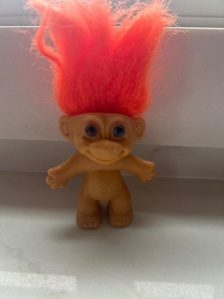 Vintage Troll Doll, Neon Orange Hair-RSV