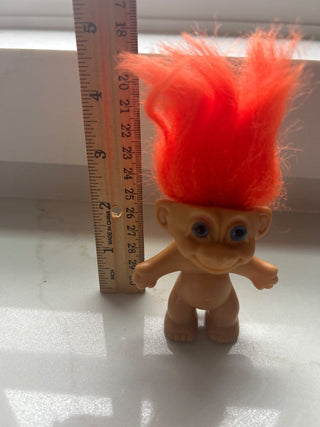 Vintage Troll Doll, Neon Orange Hair-RSV