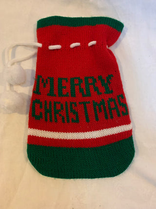 Vntg knit Christmas gift sack 8”|132250