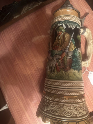 Lidded German Music Box Beer Stein Swiss movement #47 VV MTS