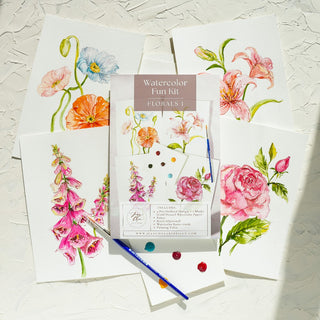 VB Florals Watercolor Painting Kit w/Outlined Pages|113413