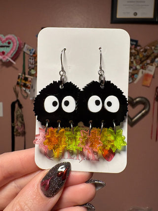 Soot Sprite Dangle Earrings - Glitter Stars MTS