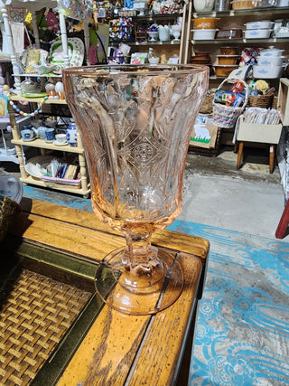 AY Vtg Pink Indiana Federal Glass Madrid Goblet RSV|62920