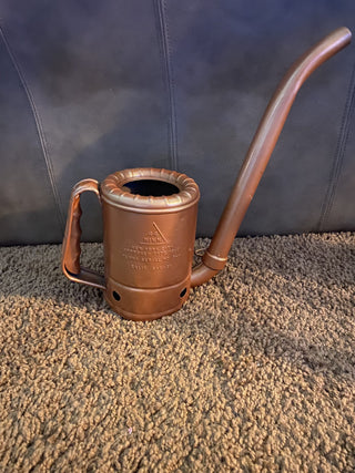 Vintage  copper plated swingspout 1 qt oil can