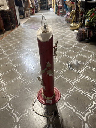 Vintage Large holiday candle metal with  light flickers #47 VV MTS|127877