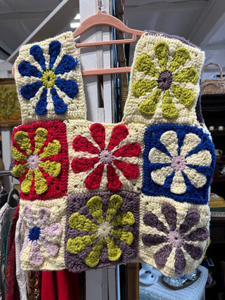 Daisy crochet granny square vest top handmade - MTS|100968