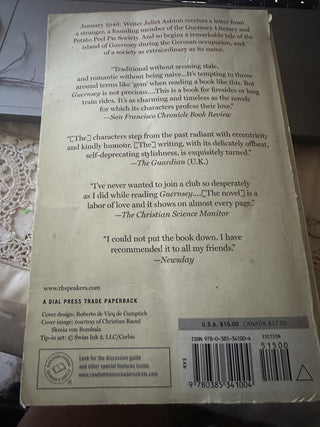 The Guernsey Literary and Patato Peal Pie Society paper book #62 VV MTS|75519