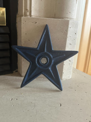 Cast Iron Blue Star, rosette hole in center, 6.5"