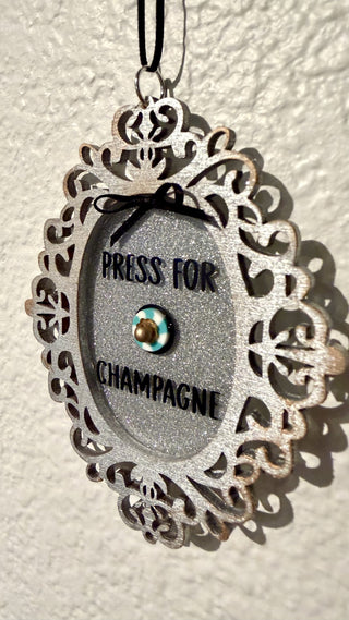 Teal Press for Champagne Christmas Tree Ornament NY RCD|130574
