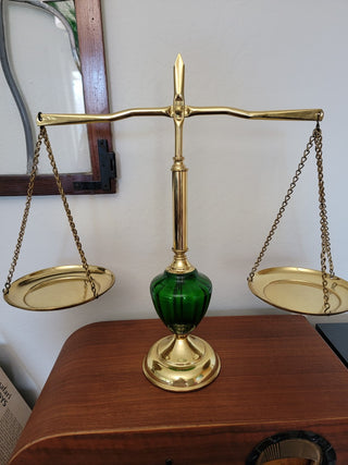 Brass and Green Glass Scale|45186