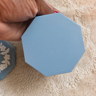 NEW - Vtg Blue Octagon Butterfly Box w/ Lid