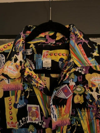 JP Mens XL 100% Cotton Classic Old School Las Vegas Theme Hawaiian Shirt USA Made Unbranded