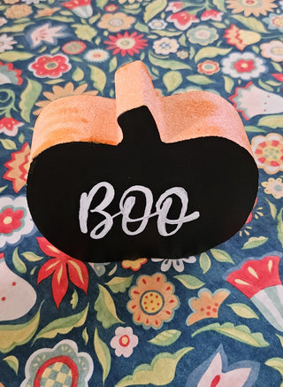 Pumpkin hand Painted, Boo/Gather, 5.25x5.25", RSV|104520