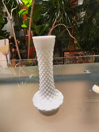 Vase- Milk Glass Diamond Pattern RSV|71633