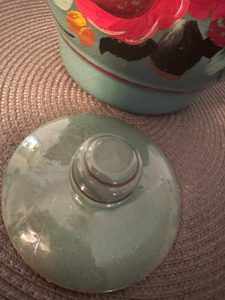 Crockery Cookie 1940's Vintage Green with Lid MTS|102120