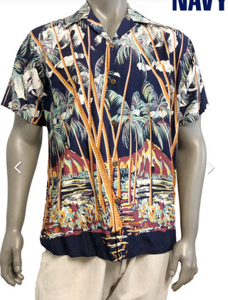 (Lg) Pineapple Juice Mens Hawaiian Palm Shirt #47 VV MTS