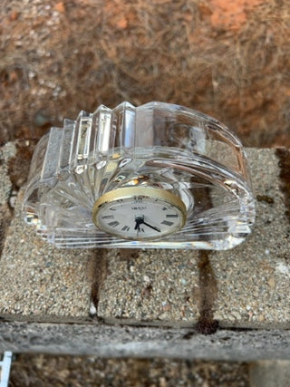 JP vintage Mikasa lead crystal mantel or desk clock