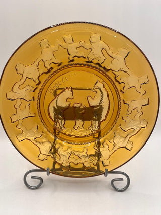 #1395 Amber Glass Child's Bowl Set 70s