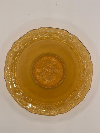 #1395 Amber Glass Child's Bowl Set 70s