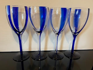 #2955 Blue Stripe Stemware 4-Set