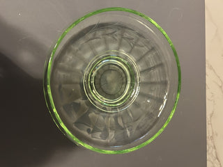 12F VTG 6.5” Pedastal Bowl Etched Uranium/Vaseline Glass|68986