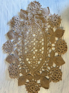 #3108 Taupe Oval Crocheted Doily