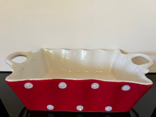 #3125 Red Polka Dot Baking Dish