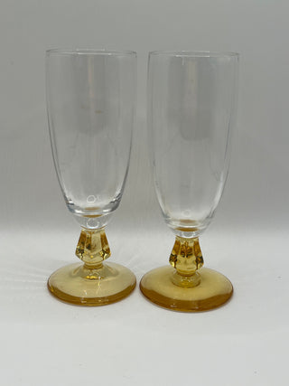 #3256 Amber Mid-Century Stemware Pair