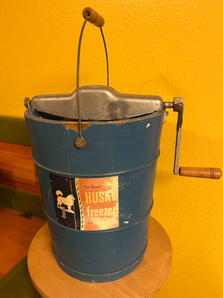 #3257 Antique Hand-Crank Ice Cream Freezer