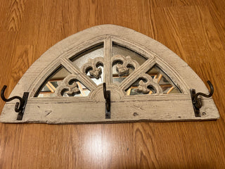 #3289 Rustic Arched Windowpane with Hooks
